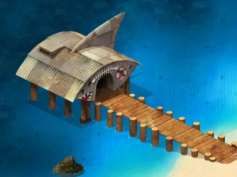 Funkiki Island en U.B. Funkeys: El muelle de los Nibble, donde está Chum Divers