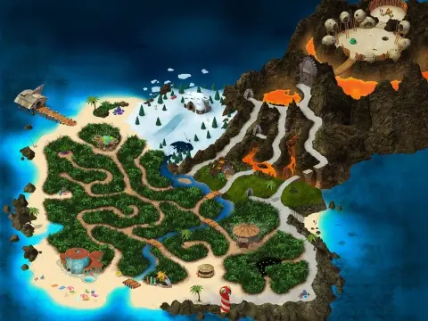 Mapa de la zona de Funkiki Island en U.B. Funkeys