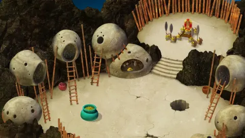 Funkiki Island en U.B. Funkeys: El poblado de los Natives, en lo alto de la isla