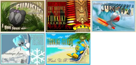 Funkiki Island en U.B. Funkeys: Las postales de Funkiki Island que se podían enviar desde la oficina de correos