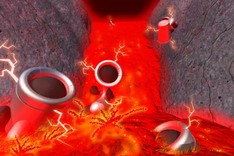 Magma Gorge en U.B. Funkeys: Los Henchmen se lanzan a la lava para refrescarse y se derriten